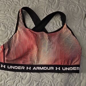 Under Armour Women's Plus Crossback Mid Sports Bra in striped Multi-color Style